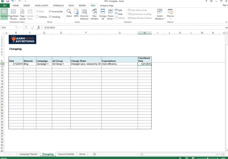 Adwords Ad Planner Spreadsheet - Learn Digital Advertising