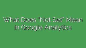 What Does “Not Set” Mean in Google Analytics